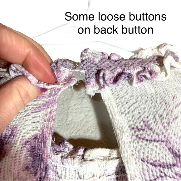 En Creme White & Purple Floral Dress Tunic Size Small - Picture 9 of 16